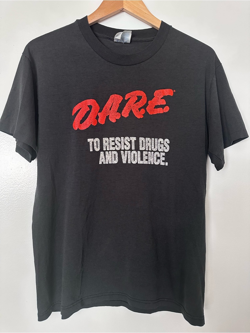 80s Vintage DARE Graphic Tee - Black with Red Logo